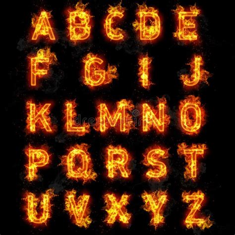 fire font text  letters  alphabet  black background stock illustration illustration