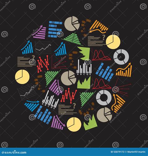 color graphs icons  circle eps stock vector illustration