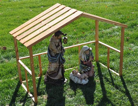 large outdoor nativity set  wooden stable yonderstar