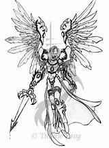 Warrior Angel Coloring 42kb 1212 sketch template