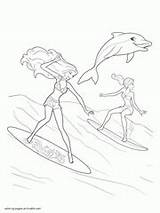 Barbie Coloring Pages Mermaid Girls Printable Dolphin Tale Sheets Surfer Oceana sketch template