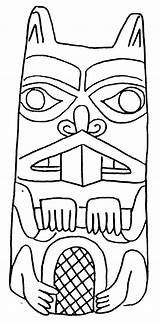Totem Pole Beaver Coloring Drawing Wolf Pages Poles Native American Easy Animal Craft Templates Sketch Indian Tiki Clipart Kids Symbols sketch template