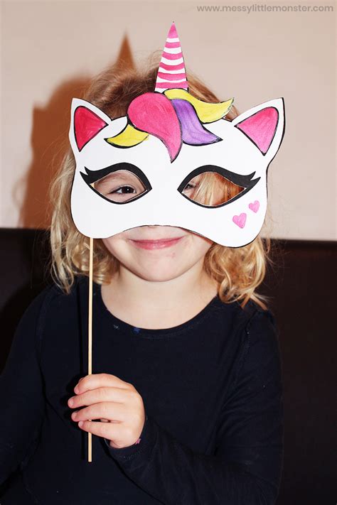 unicorn mask printable  coloring paper craft  happy paper time