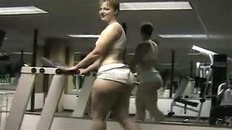 sexy ass white milf sweaty hot and naked on treadmill