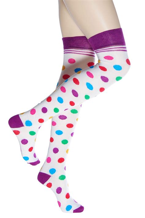flirt multicolour spot over knee socks