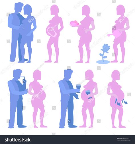 A Man Stands Near Pregnant Woman Pregnant Woman Carrying