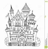 Coloring Castle Adults Adult Book Children Stress Palace Anti Pattern Lines Vector Illustration Lace Dreamstime Architecture Drawings sketch template