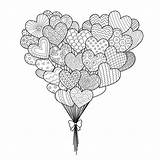 Sforzo Zentangle Volo Sia Adulto Mongolfiera Stilizzato Balloons Elemento Hearted Az sketch template