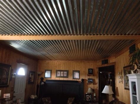 Barn Tin Ceiling In Living Room Corrugated Tin Ceiling Metal Panel