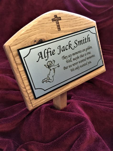 custom grave markers wooden oak memorial plaque personalised burial