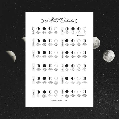 moon phase guide  printable calendar  ko fi