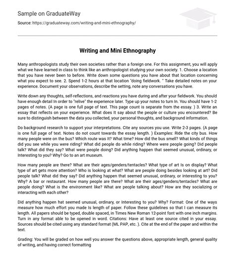 writing  mini ethnography essay  graduateway