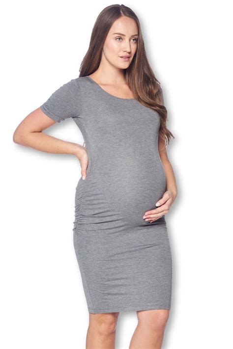 maternity bodycon casual short sleeve dress with ruched sides