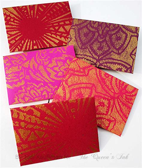 queens inkling stenciled gift card envelopes  judi kauffman