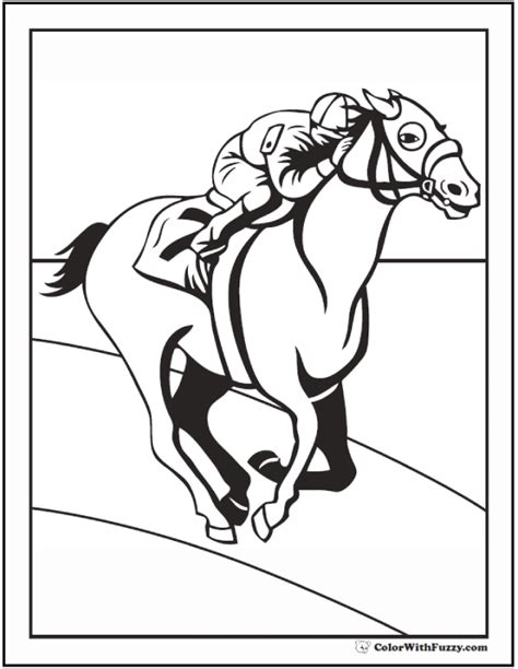 jockey race horse coloring pages horse coloring race printable racing