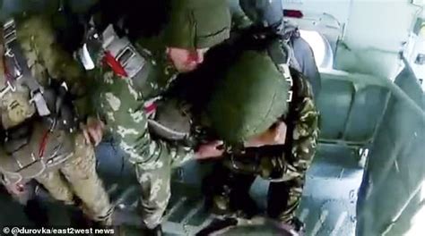 Russian Paratrooper Screams Hysterically As He Is Tossed Out Of A Plane
