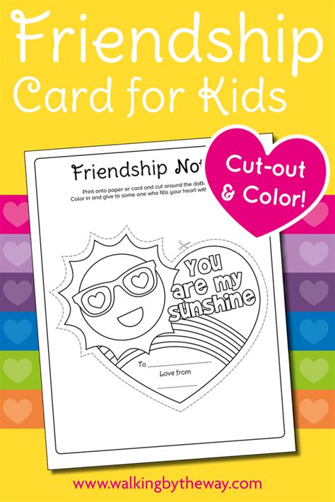 printable friendship card  kids walking
