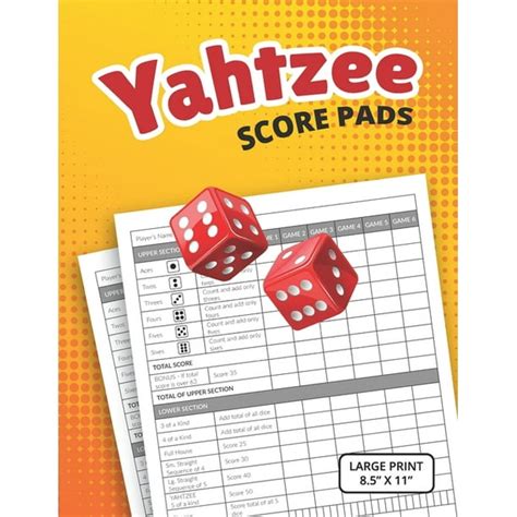 yahtzee score pads large print size    walmartcom
