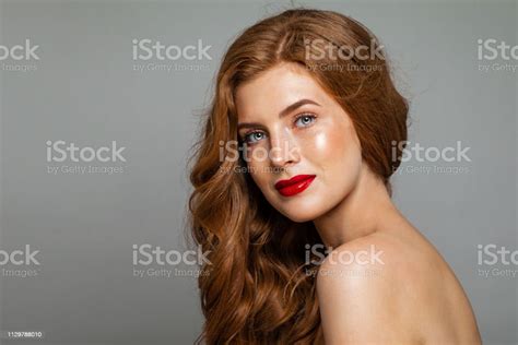 Pretty Redhead Woman Face Red Head Girl With Curly Hairstyle Ginger