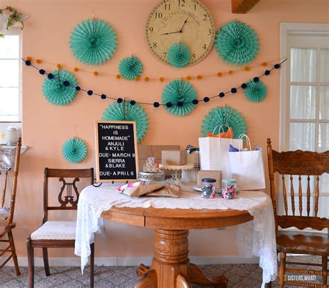 simple modern  colorful baby shower sisters