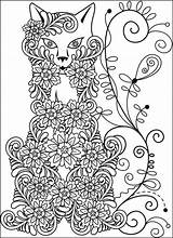 Coloring Pages Adult Books Colouring Book Stress Relief Cats Printable Animal Designs Cat Mandala Print Mystical Adults Sheets Relieving Drawing sketch template