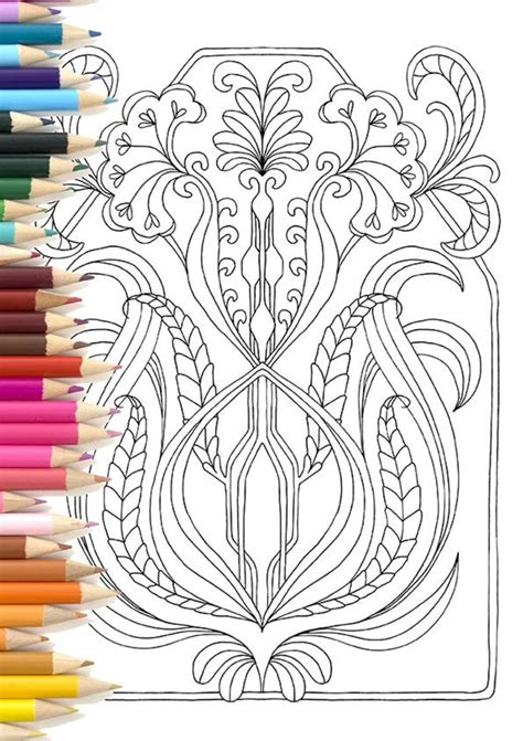 adult colouring page art deco inspiration etsy