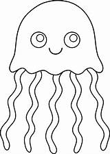 Jellyfish Clip Cute Coloring Clipart Colorable Outline Drawing Line Sweetclipart sketch template