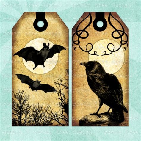 printable tags victorian gothic digital collage sheet spooky