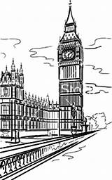 Coloring London Pages Tower River Thames Clock Netart sketch template