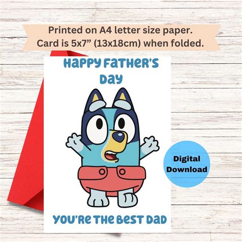 printable bluey fathers day card printable card bluey  etsy nederland