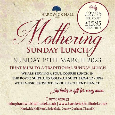 mothering sunday lunch sold  hardwick hall hotel