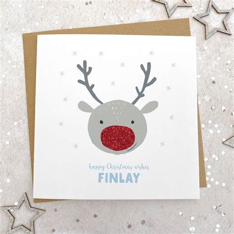 Personalised Glittery Reindeer Christmas Card By Mondaland