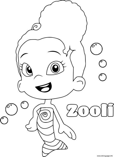 zooli bubble guppies coloring page printable