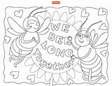 Coloring Valentines Pages Shutterfly Valentine Kids Bee Together Long sketch template
