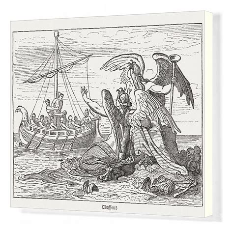 Print Of Ulysses And Sirens Greek Mythology Wood Engraving Published