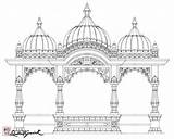 Mandir Temples Hindu Pooja Portfolios Elevation Pillar Mughal Templates God Gopuram sketch template