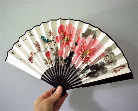 japanese sensu vintage folding hand fan asian home decor etsy