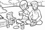 Picnic Coloring Pages Outdoors Great Blanket Children Grandparents Clipart Kids Series Getcolorings Printable People Getdrawings Color sketch template
