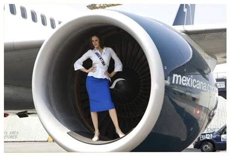 Miss Argentina 2007 Poses In A Mexicana Airlines Jet