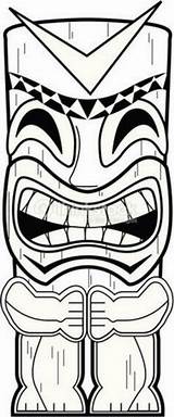 Tiki Totem Pole Tikki Lanta Koh Coloriage Anniversaire Luau Hawaianos Vaiana Totems Masque Coloriages Mascara Hawaiana Déco Surf Thème Maske sketch template