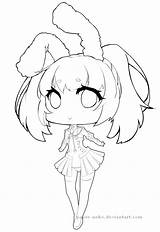 Chibi Lineart Neko Cute Paper Body Line Female Coloring Pages Template Deviantart Sketch Pose Group Templates sketch template