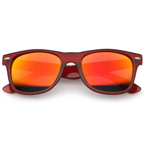 retro translucent square colored mirror lens horn rimmed sunglasses 55