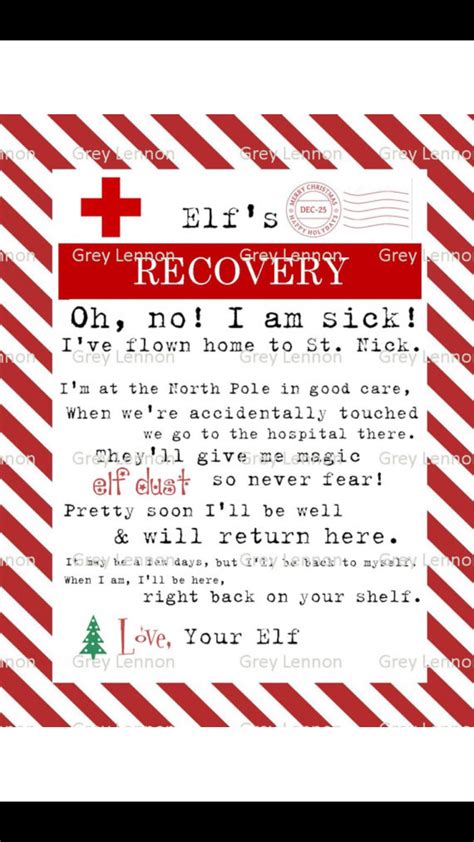 christmas elf recovery kit certificate  wellness  sick etsy