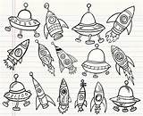 Doodle Rocket Spaceship Espacio Weltraum Aliens sketch template