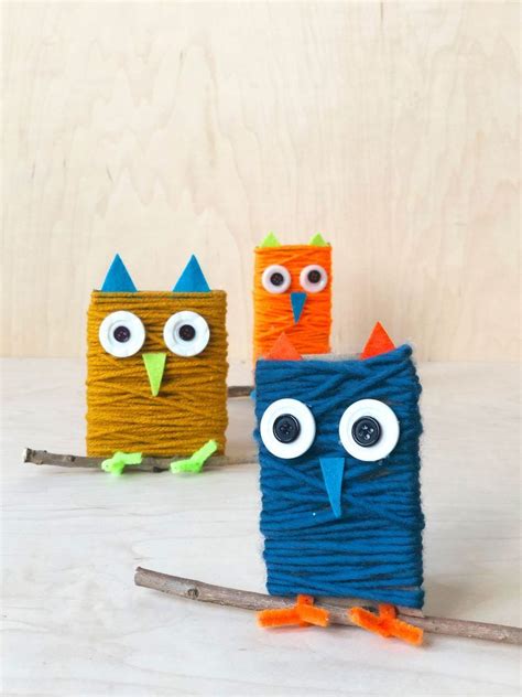 cute  easy owl craft  kids diy owl project yarn crafts