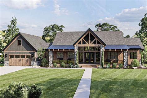 mountain lake home plan  vaulted great room  pool house dj architectural designs