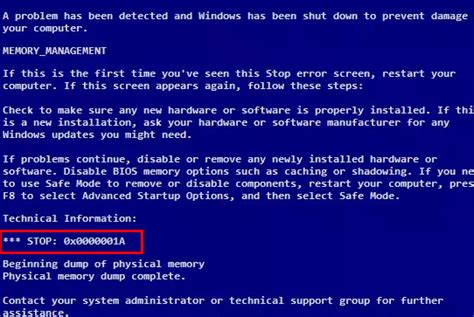 fix memory management 0x0000001a error on windows 10
