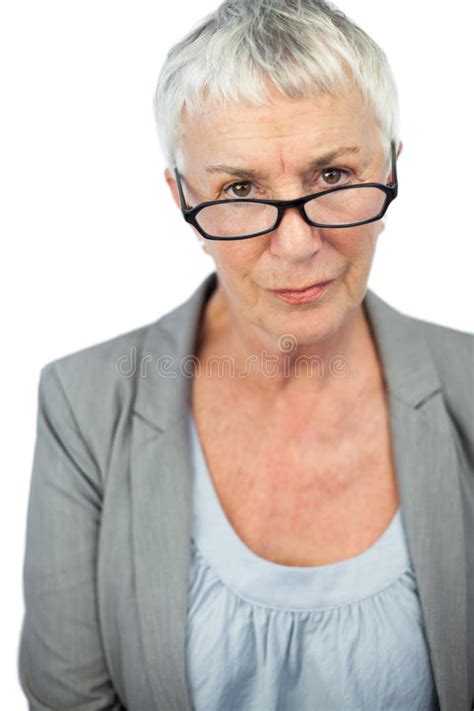 Mature Woman Wearing Glasses Stock Image Image Of Hair