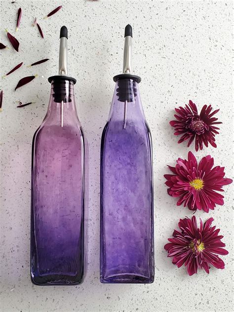 hand blown glass olive oil dispenser soap dispenser purple etsy