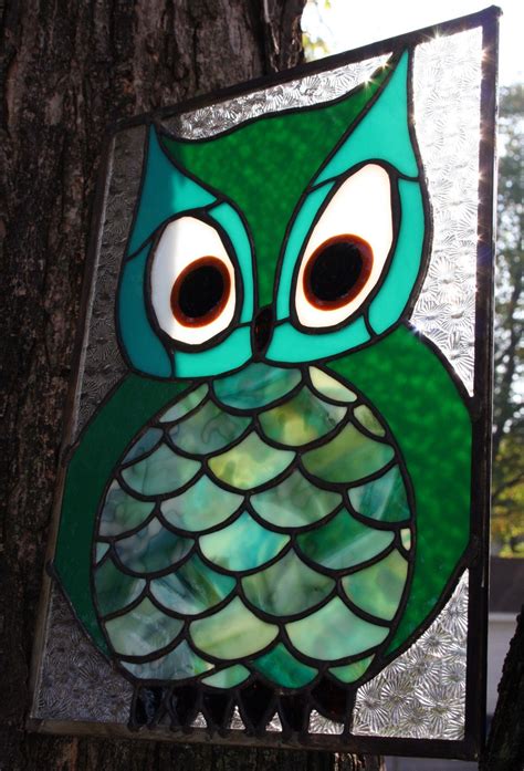Owl Stained Glass Panel